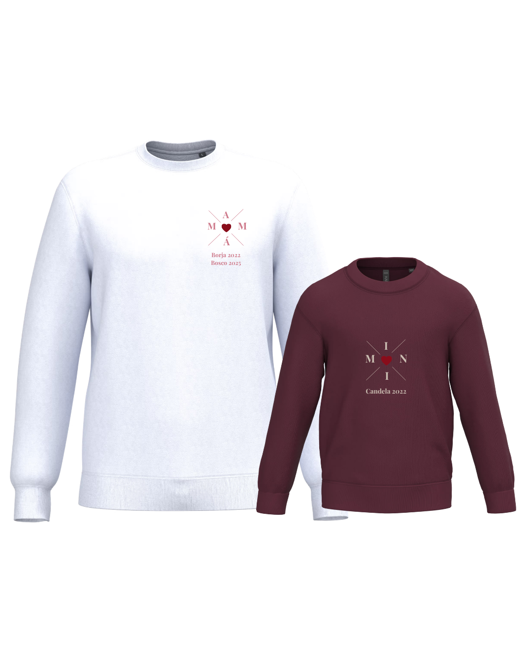 Pack Niña y Mamá Sudaderas personalizadas Cross Mom (corazón)