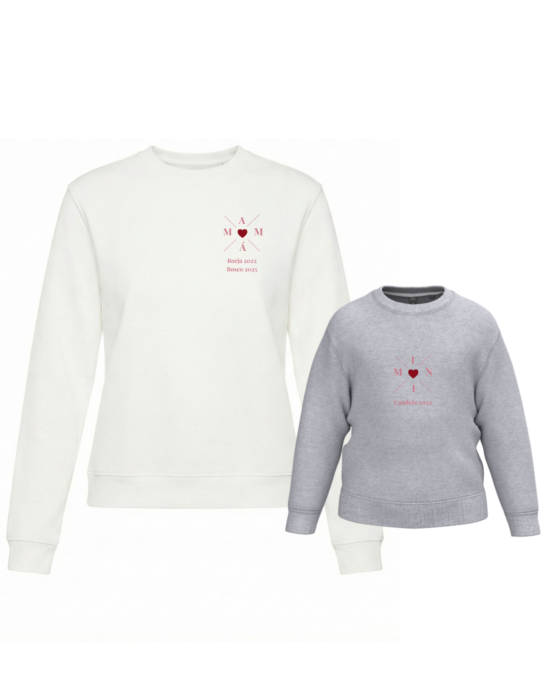 Pack Niña y Mamá Sudaderas personalizadas Cross Mom (corazón)