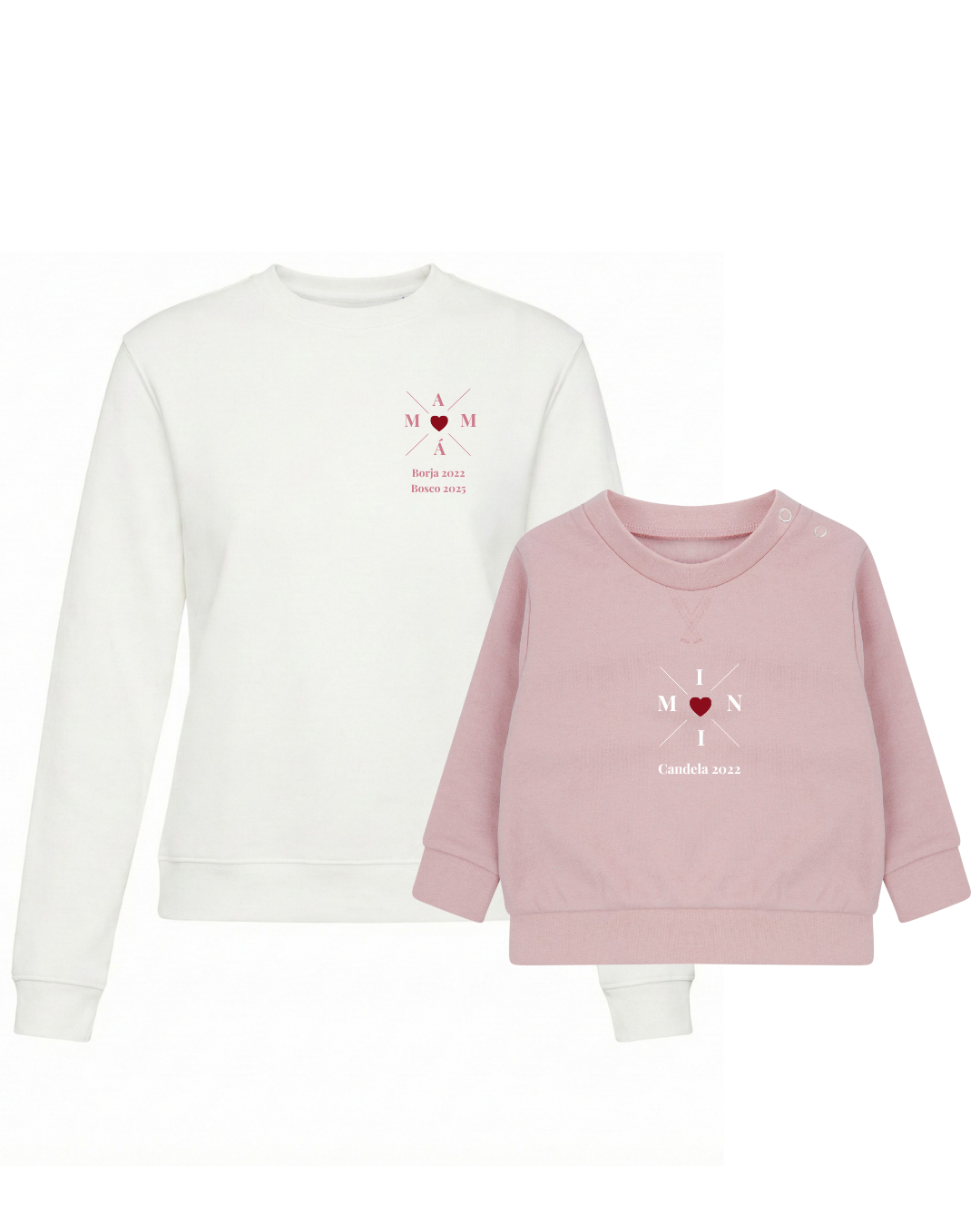 Pack Niña y Mamá Sudaderas personalizadas Cross Mom (corazón)
