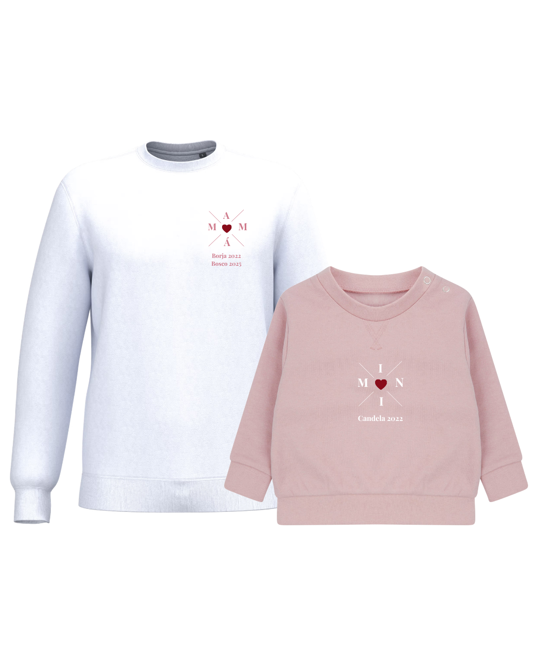 Pack Bebé y Mamá Sudaderas personalizadas Cross Mom (corazón)