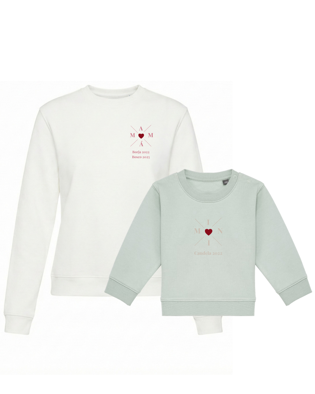 Pack Bebé y Mamá Sudaderas personalizadas Cross Mom (corazón)
