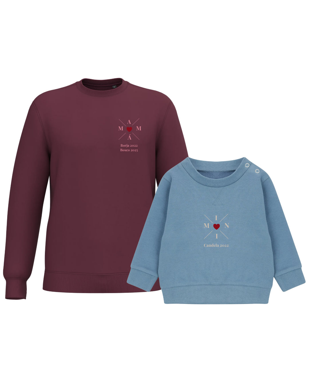 Pack Niña y Mamá Sudaderas personalizadas Cross Mom (corazón)