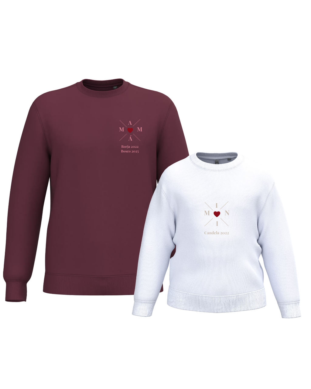 Pack Niña y Mamá Sudaderas personalizadas Cross Mom (corazón)