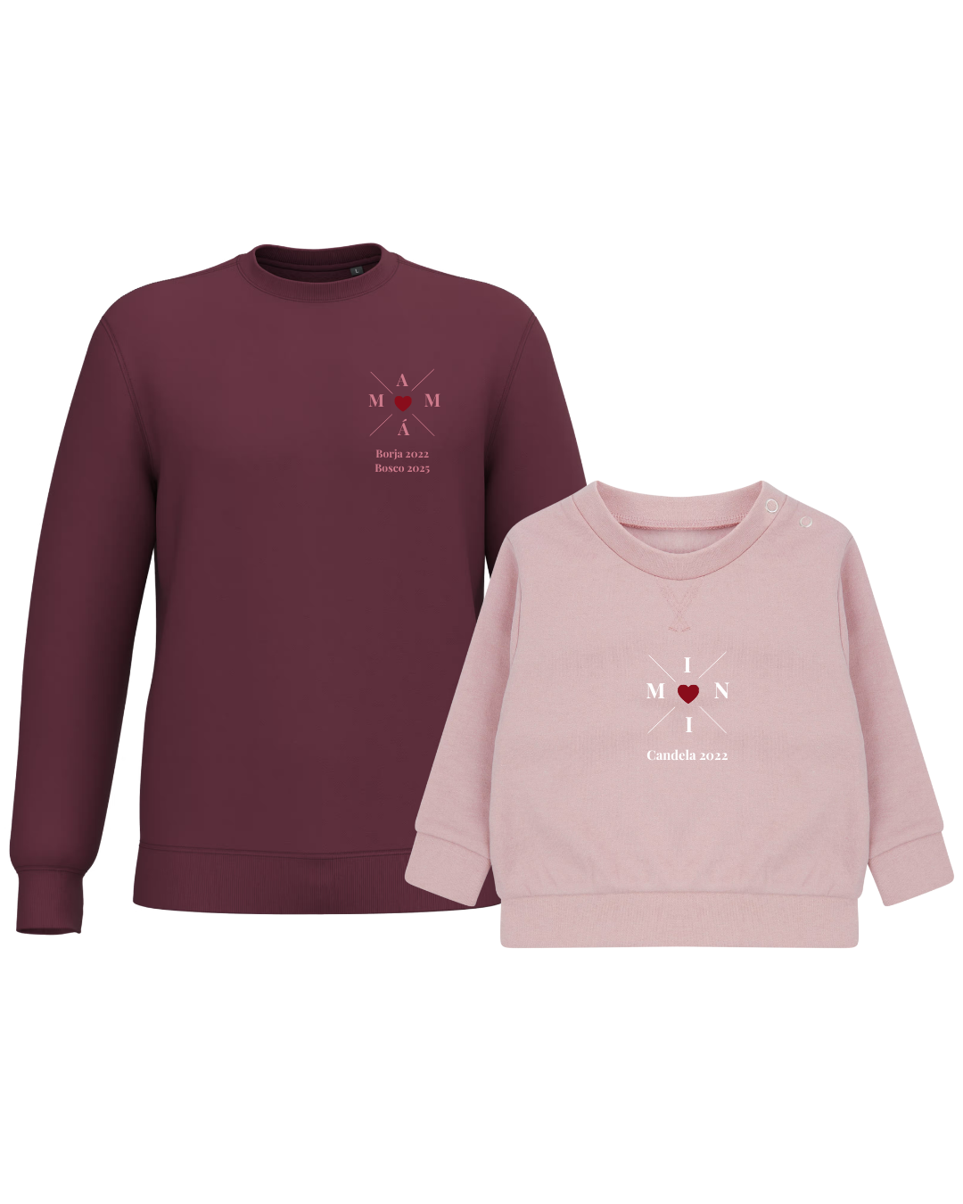 Pack Niña y Mamá Sudaderas personalizadas Cross Mom (corazón)