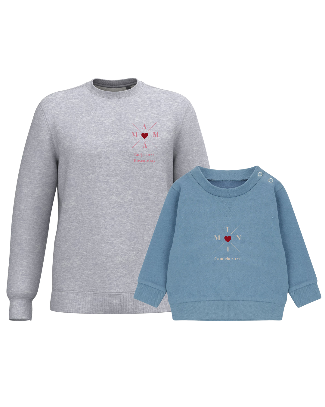 Pack Niña y Mamá Sudaderas personalizadas Cross Mom (corazón)