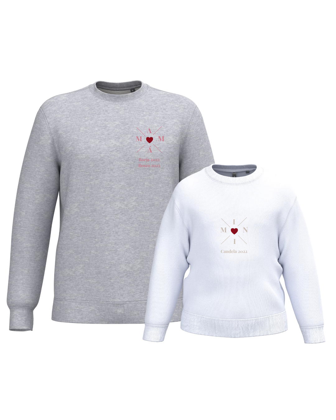 Pack Niña y Mamá Sudaderas personalizadas Cross Mom (corazón)