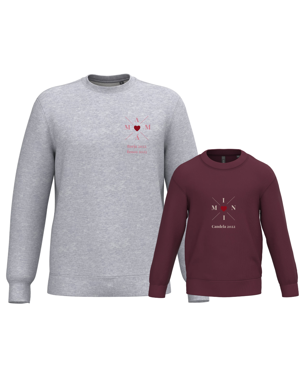 Pack Niña y Mamá Sudaderas personalizadas Cross Mom (corazón)