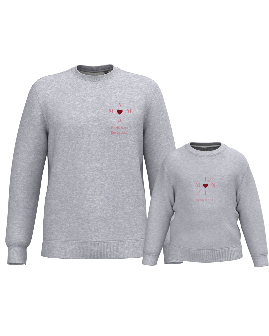 Pack Niña y Mamá Sudaderas personalizadas Cross Mom (corazón)