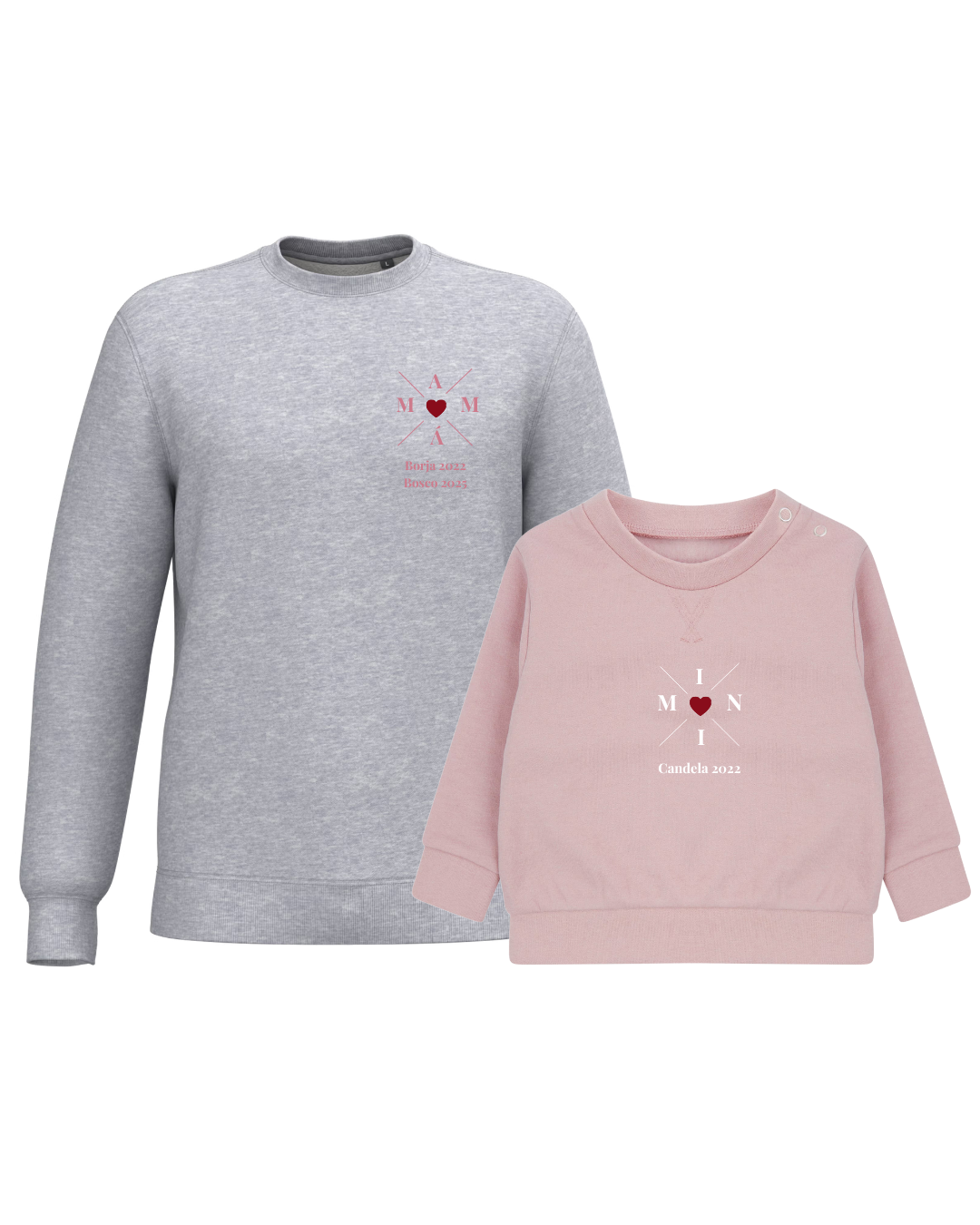 Pack Niña y Mamá Sudaderas personalizadas Cross Mom (corazón)