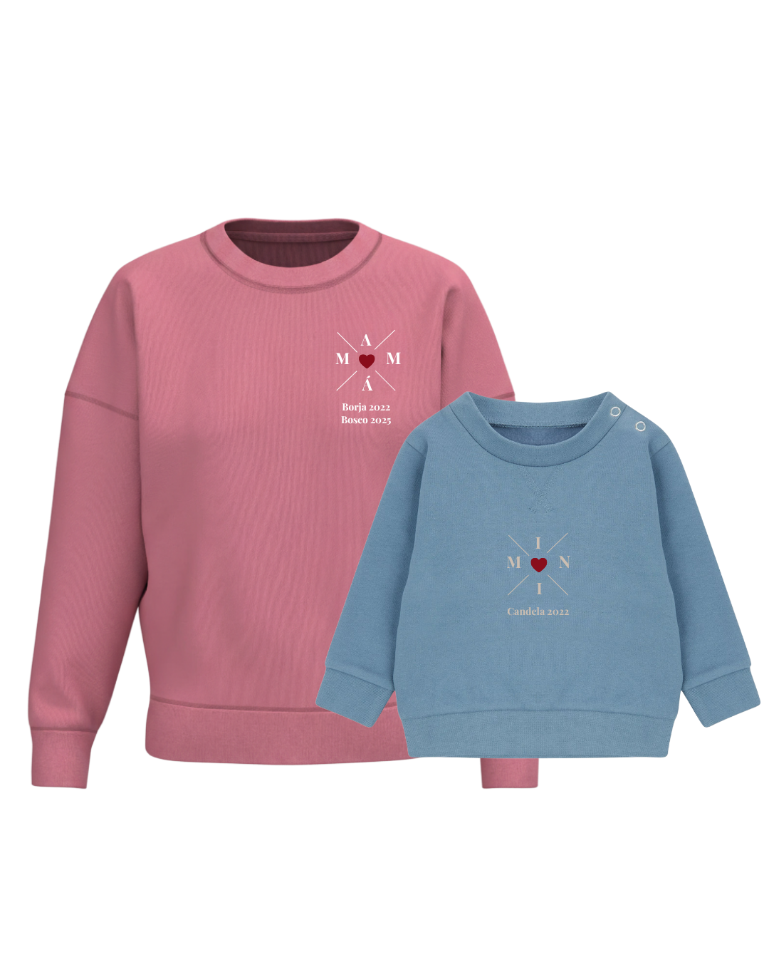 Pack Bebé y Mamá Sudaderas personalizadas Cross Mom (corazón)