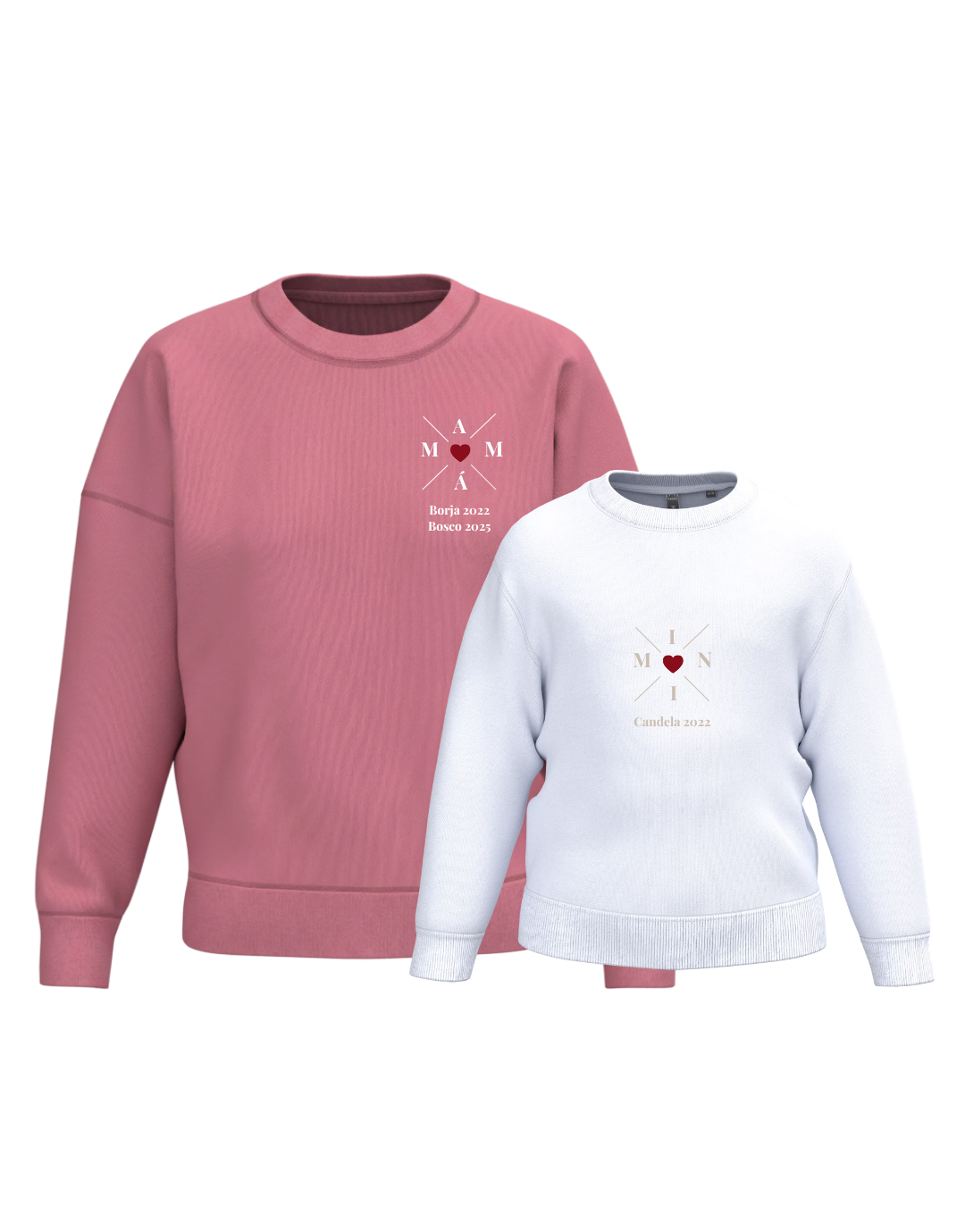 Pack Niña y Mamá Sudaderas personalizadas Cross Mom (corazón)