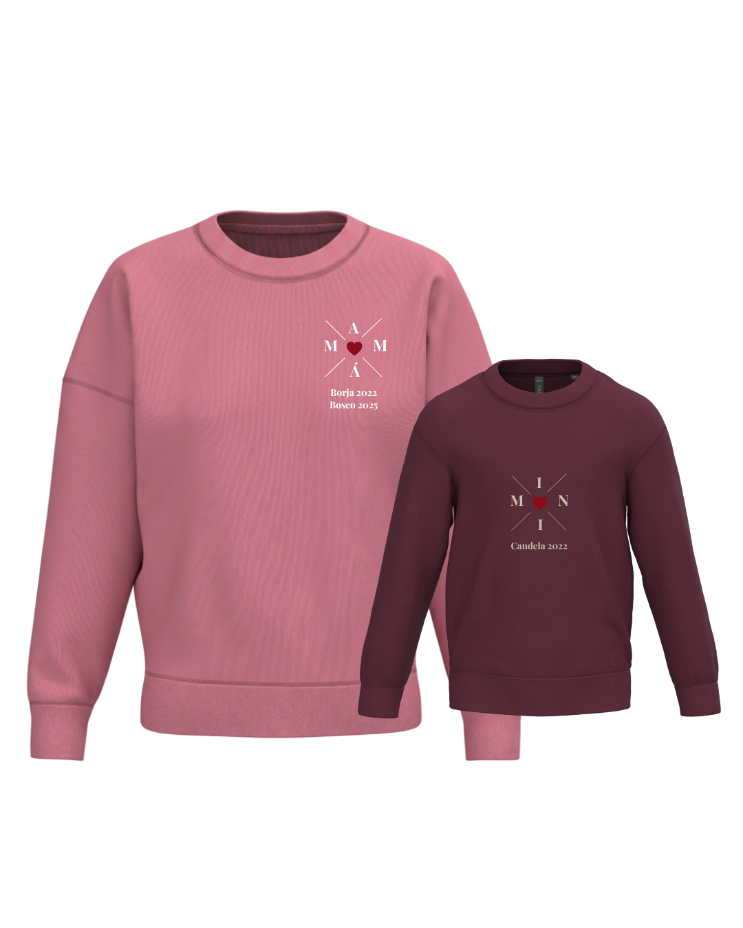 Pack Niña y Mamá Sudaderas personalizadas Cross Mom (corazón)