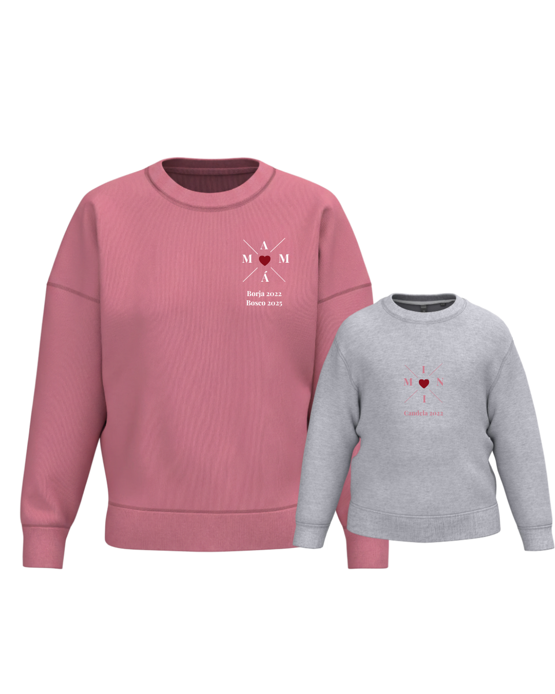 Pack Niña y Mamá Sudaderas personalizadas Cross Mom (corazón)