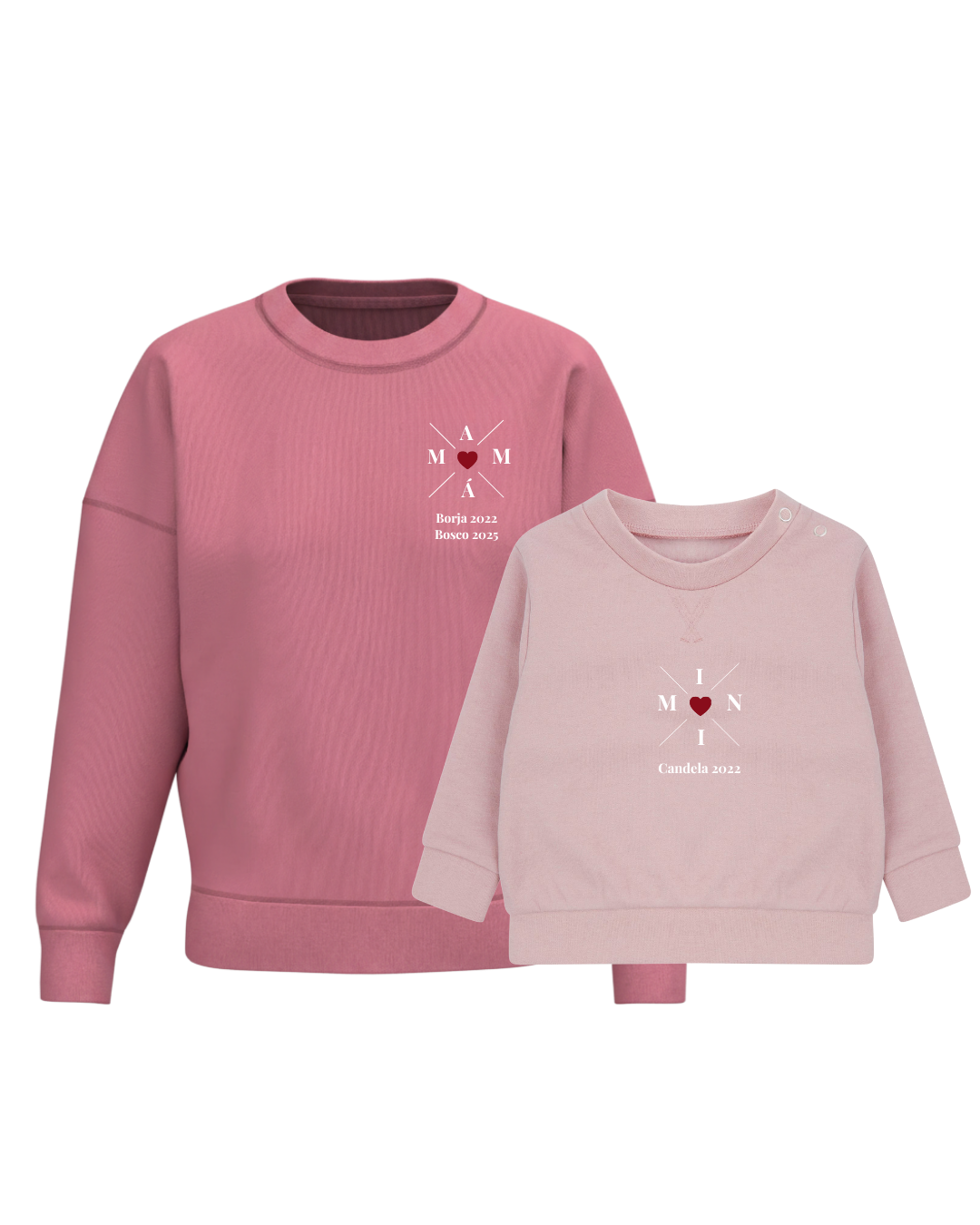 Pack Niña y Mamá Sudaderas personalizadas Cross Mom (corazón)