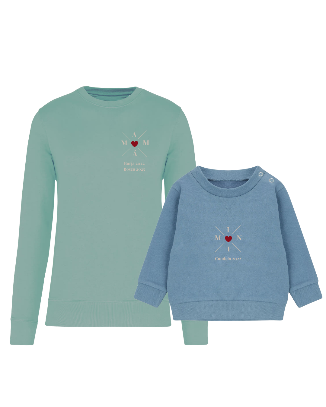 Pack Niña y Mamá Sudaderas personalizadas Cross Mom (corazón)