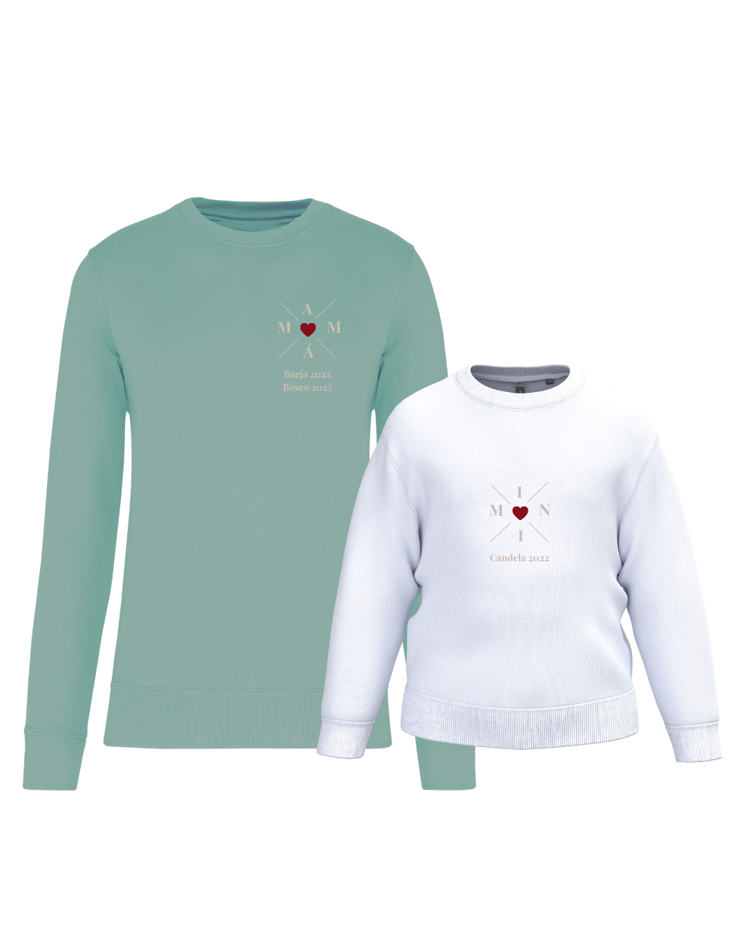 Pack Niña y Mamá Sudaderas personalizadas Cross Mom (corazón)