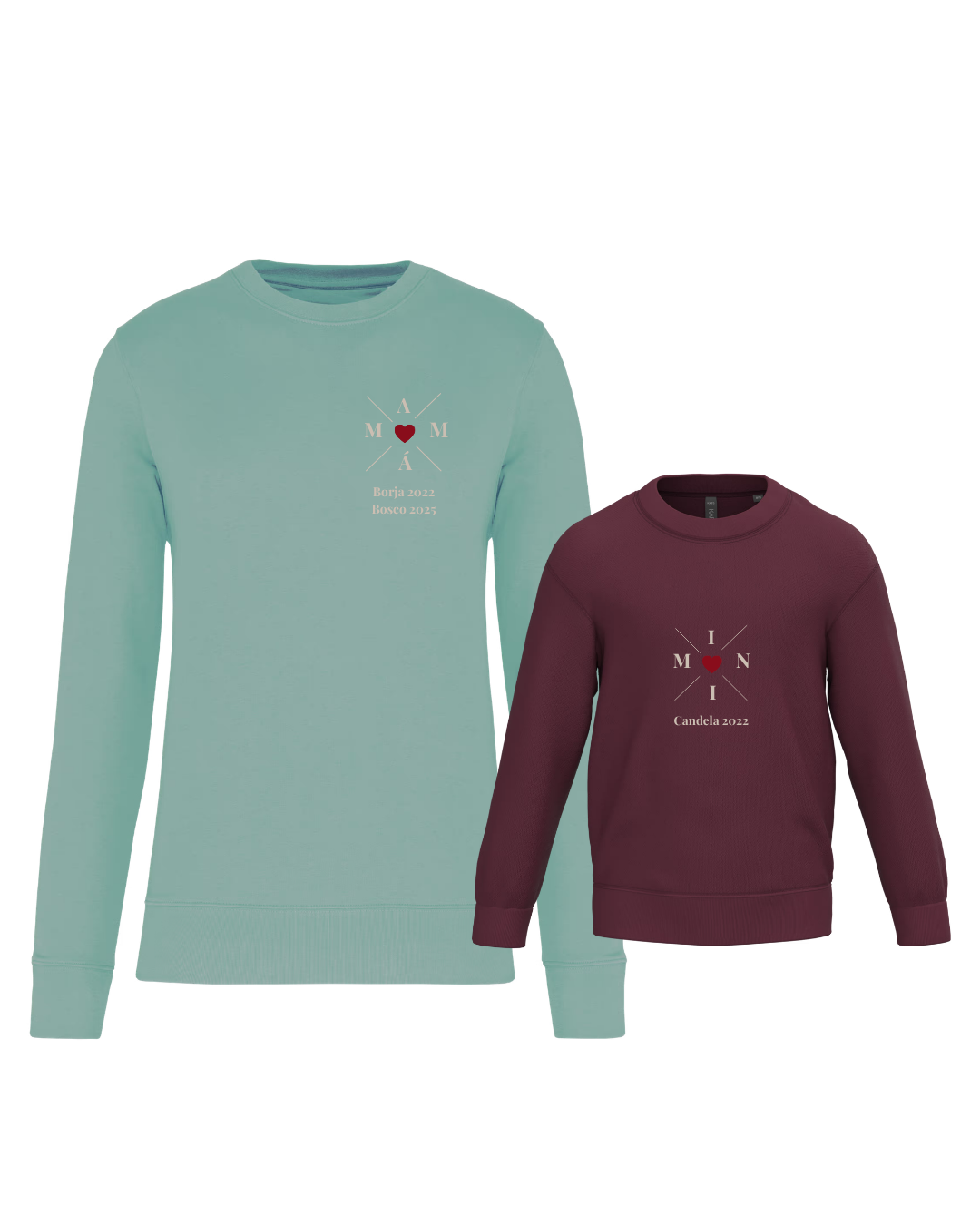 Pack Niña y Mamá Sudaderas personalizadas Cross Mom (corazón)