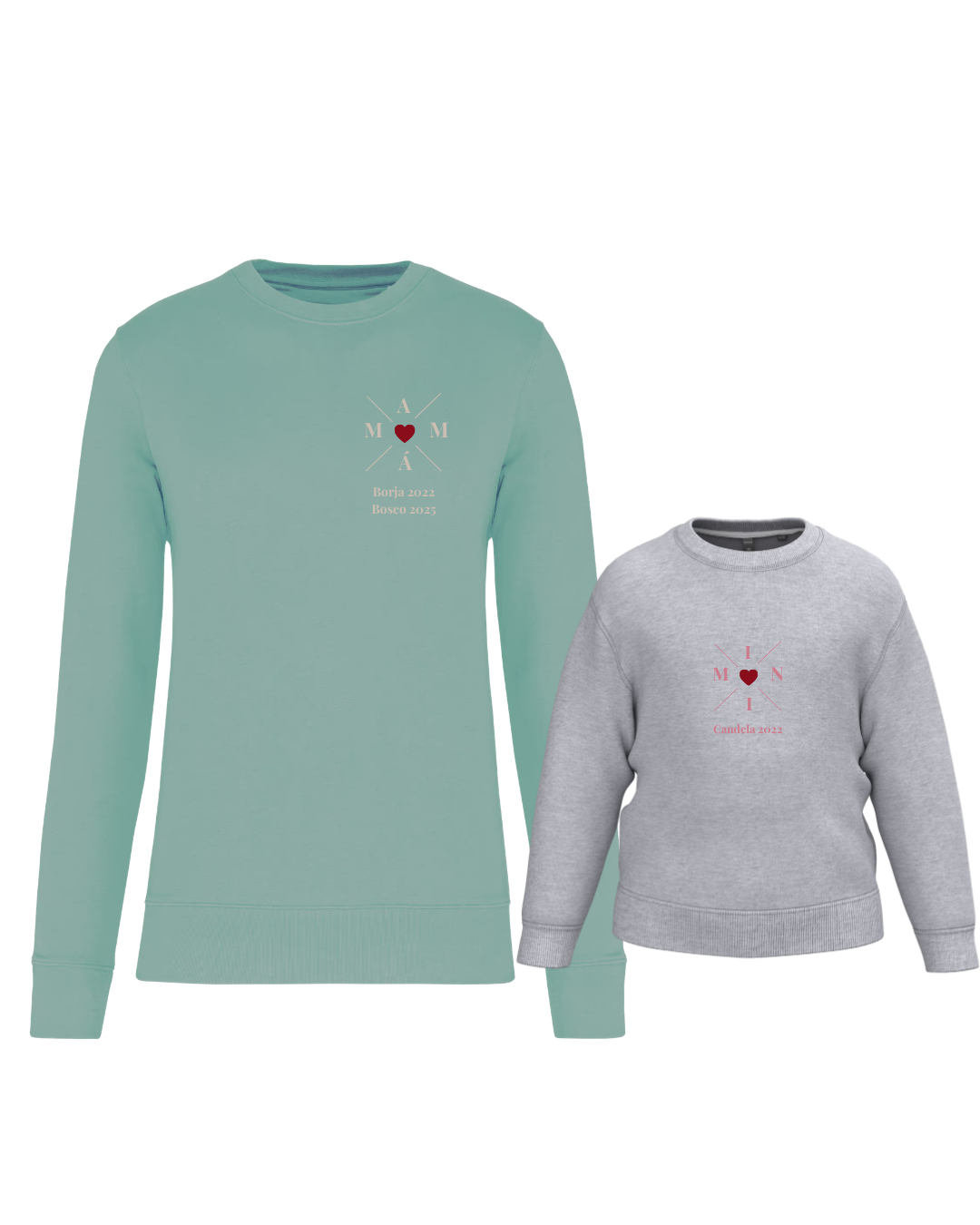 Pack Niña y Mamá Sudaderas personalizadas Cross Mom (corazón)