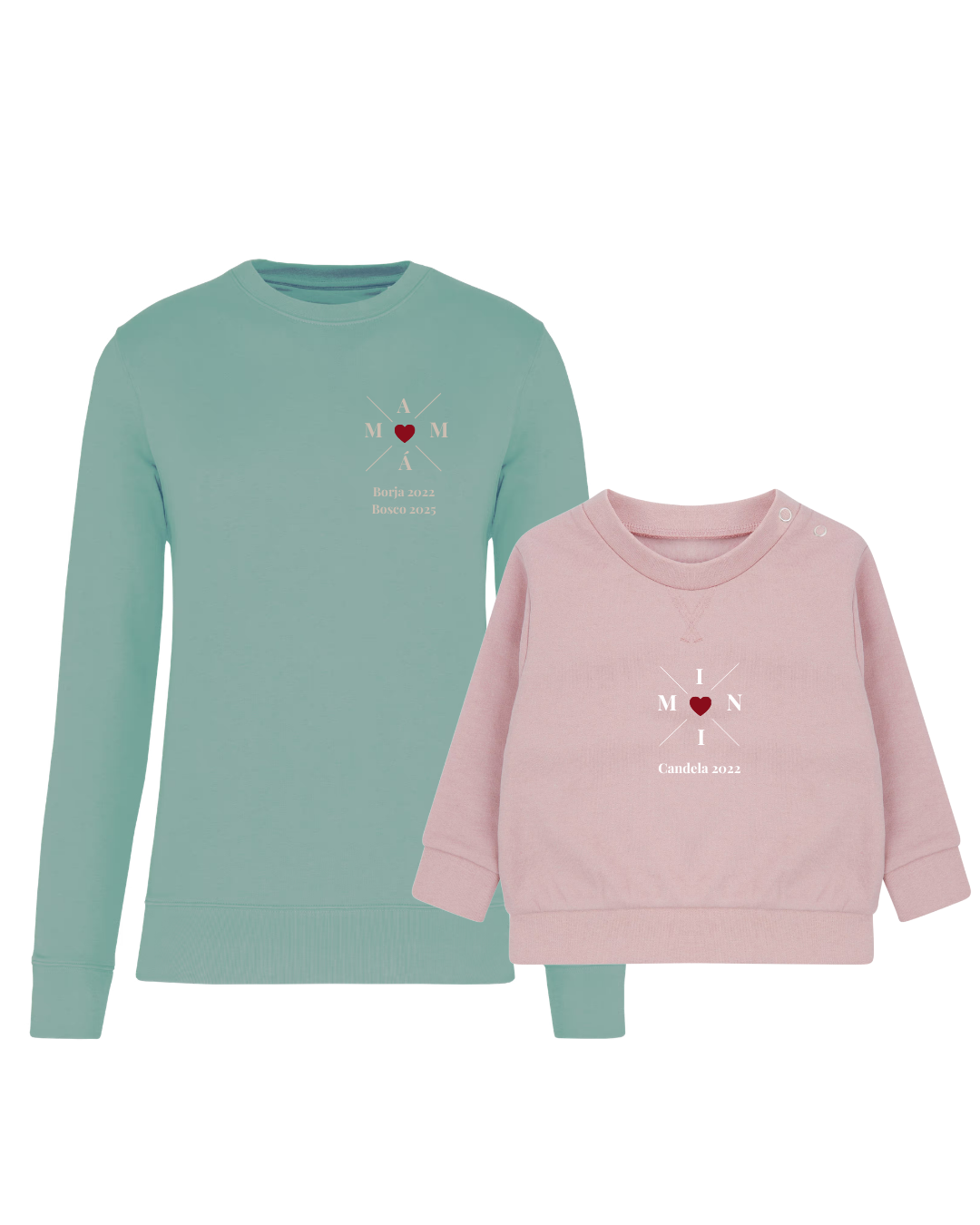 Pack Niña y Mamá Sudaderas personalizadas Cross Mom (corazón)