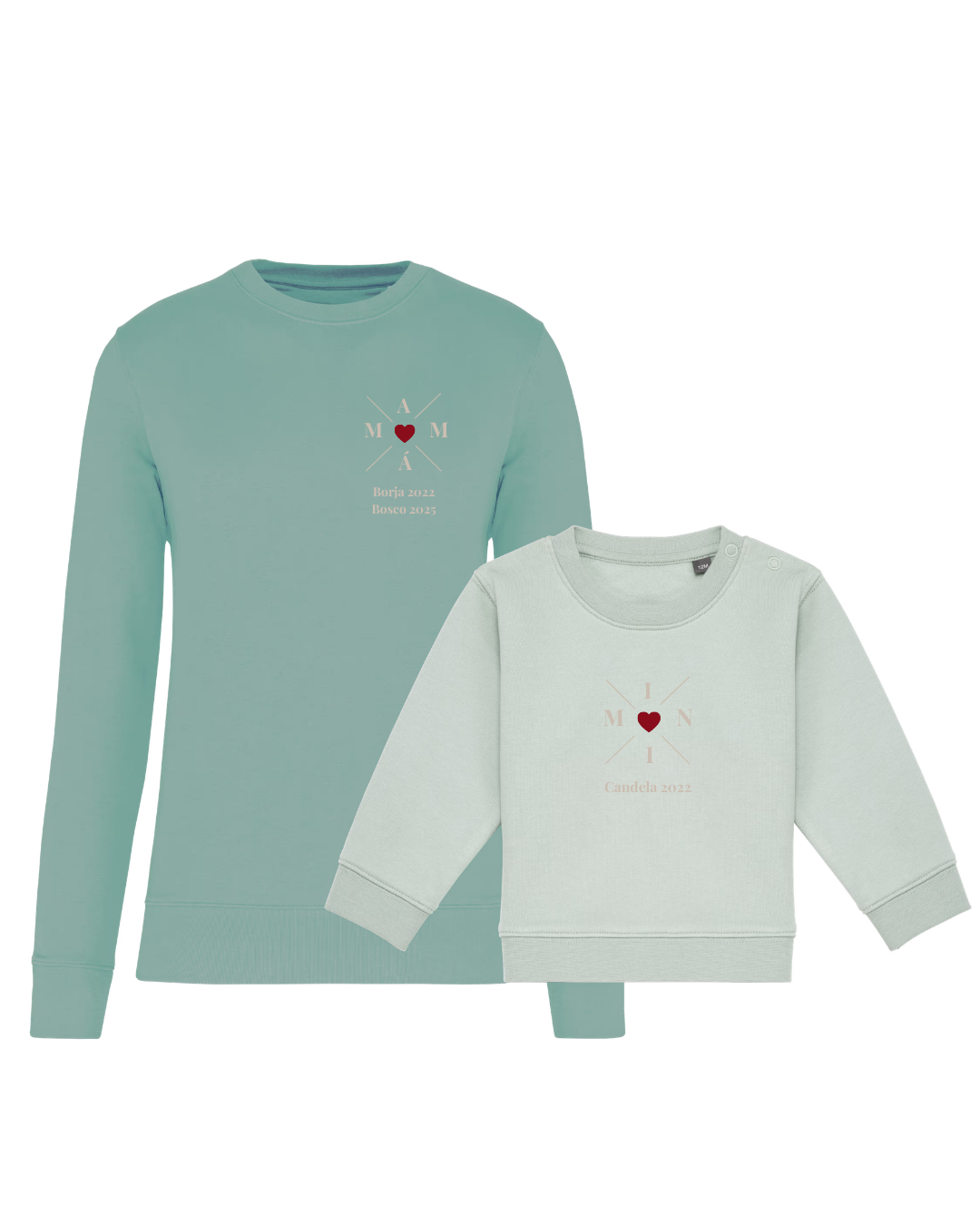 Pack Bebé y Mamá Sudaderas personalizadas Cross Mom (corazón)