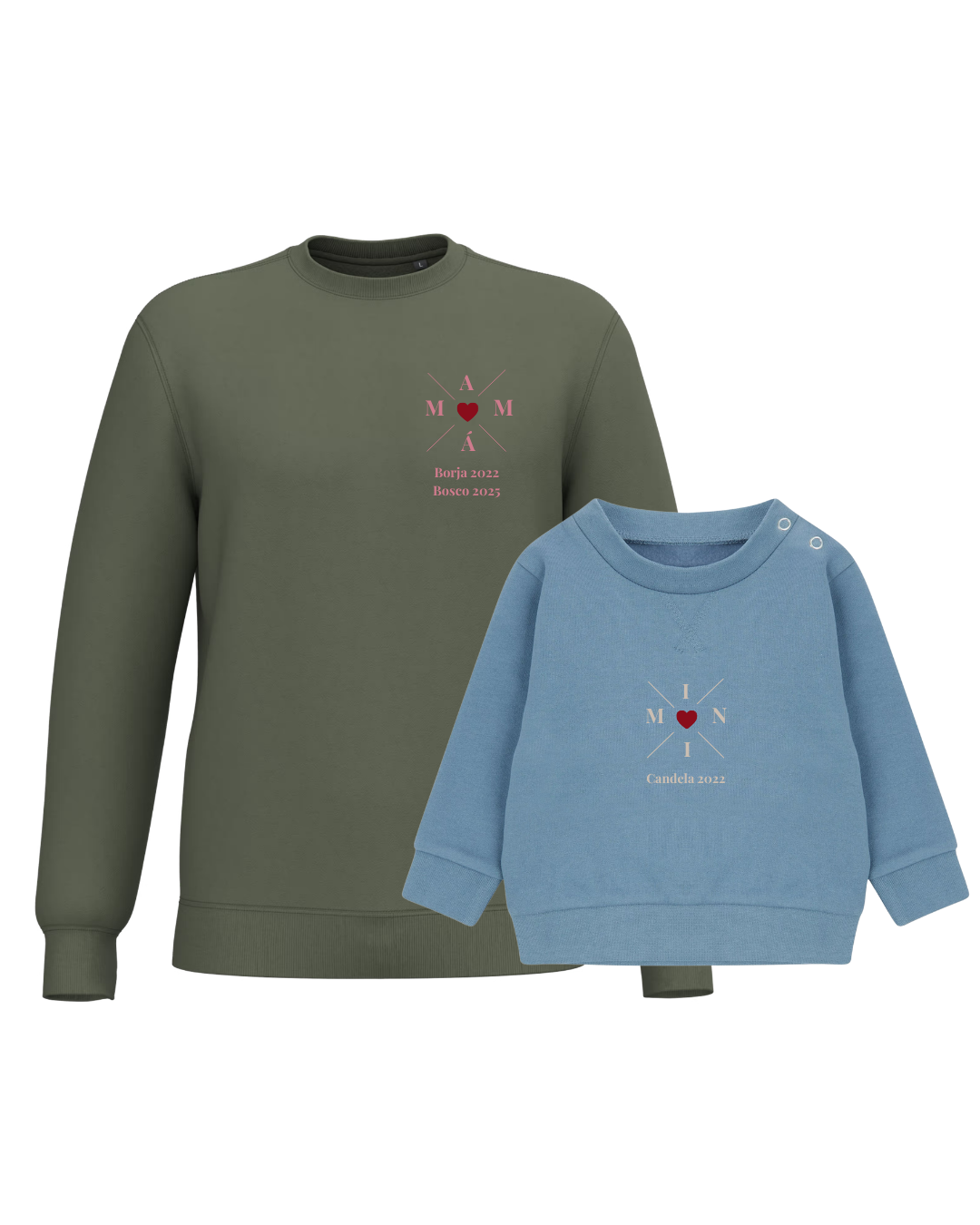 Pack Bebé y Mamá Sudaderas personalizadas Cross Mom (corazón)