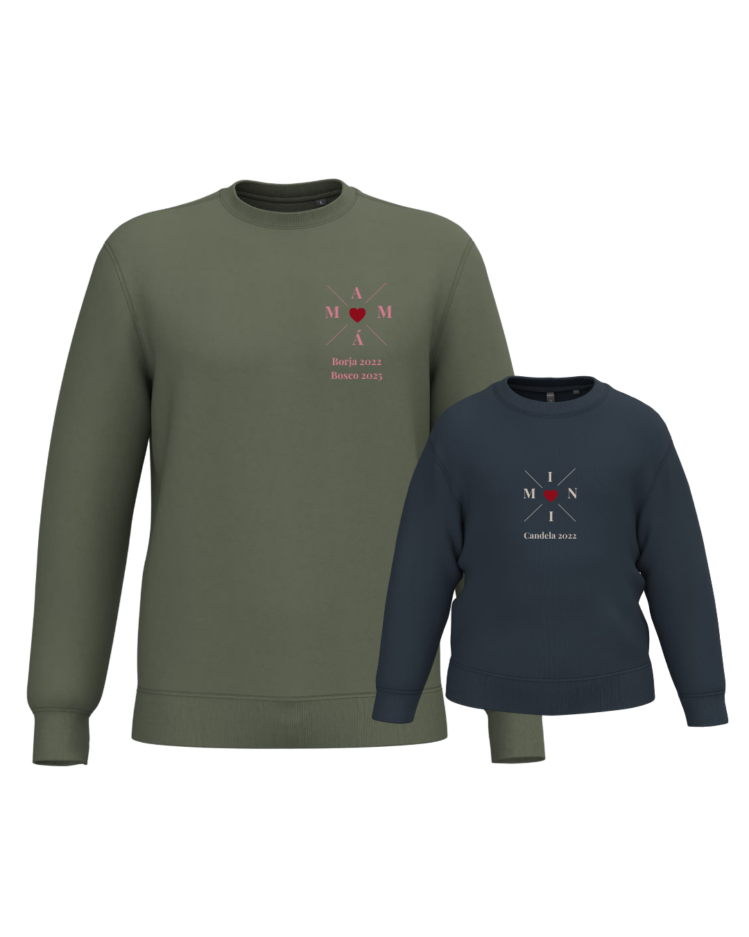 Pack Niña y Mamá Sudaderas personalizadas Cross Mom (corazón)