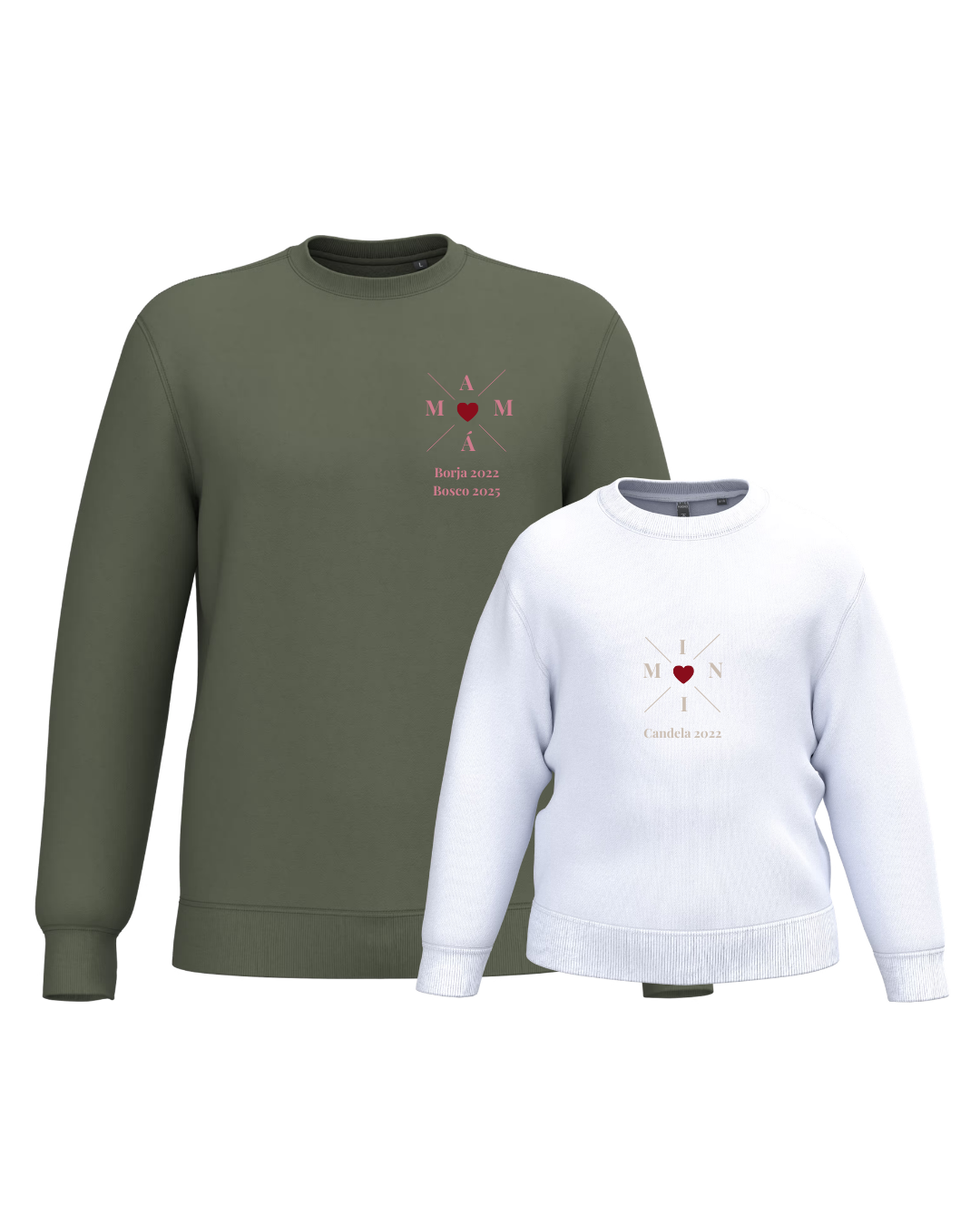 Pack Niña y Mamá Sudaderas personalizadas Cross Mom (corazón)