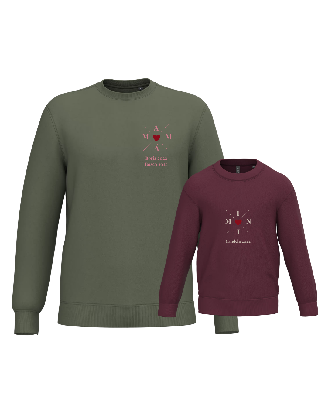 Pack Niña y Mamá Sudaderas personalizadas Cross Mom (corazón)