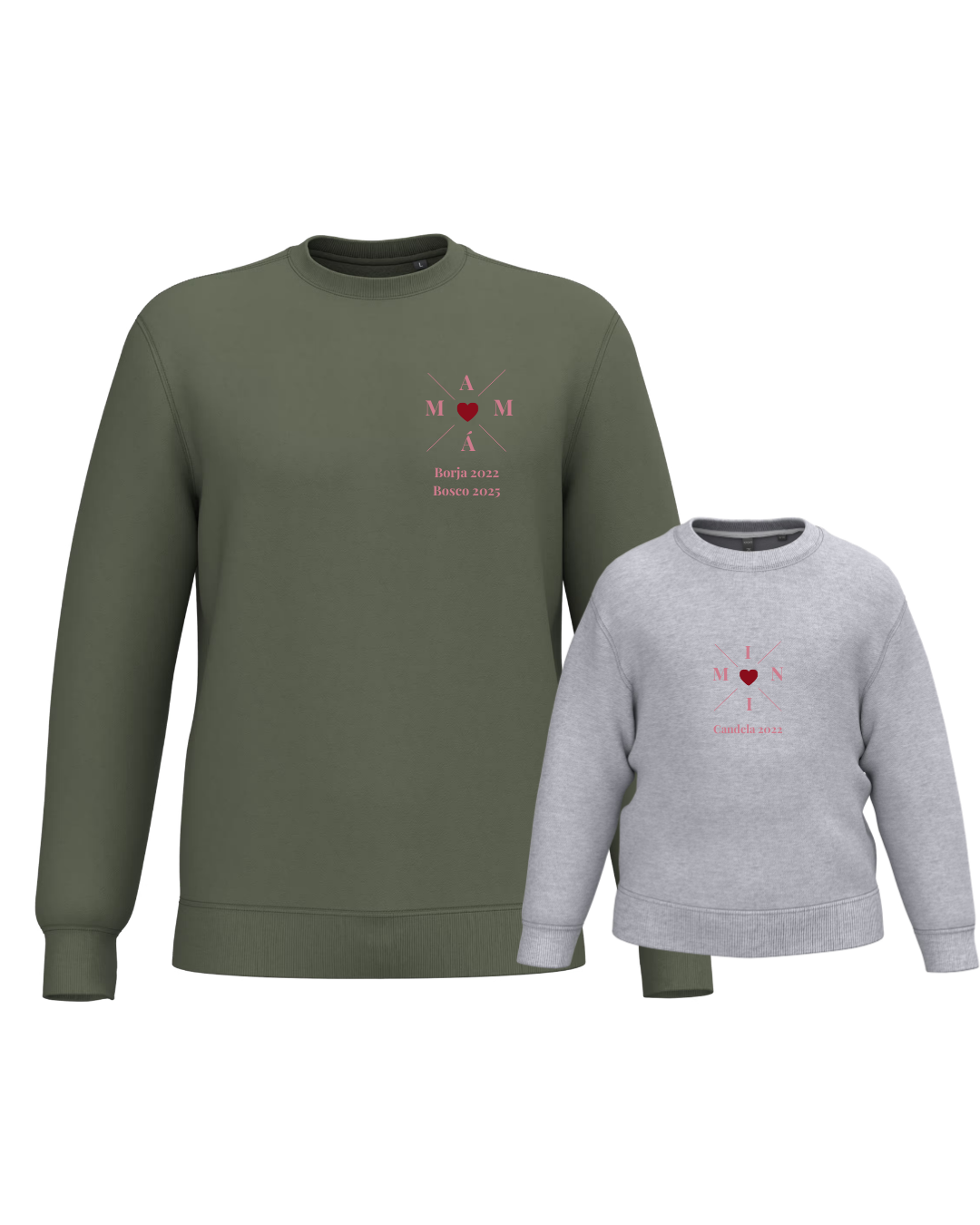 Pack Niña y Mamá Sudaderas personalizadas Cross Mom (corazón)