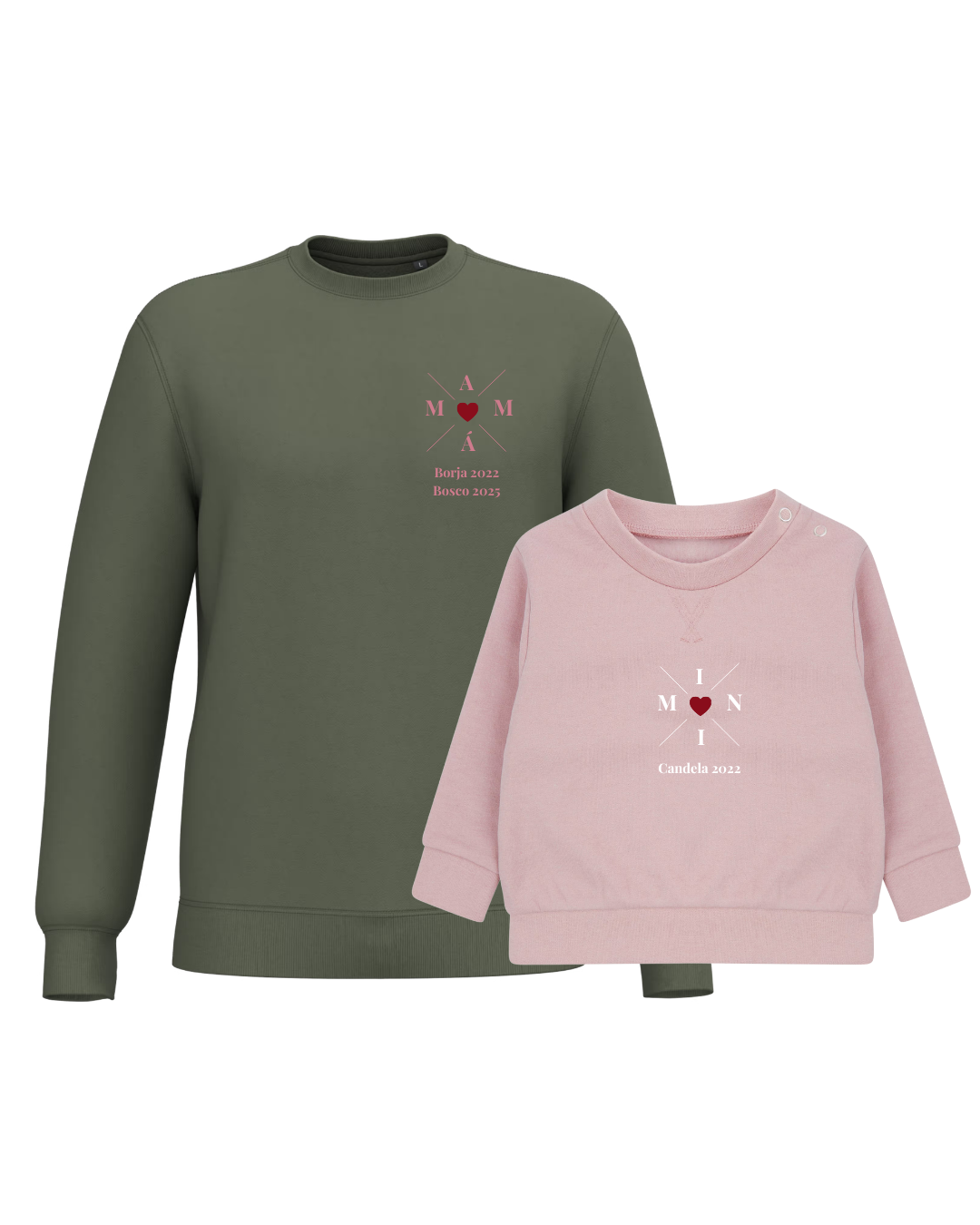 Pack Niña y Mamá Sudaderas personalizadas Cross Mom (corazón)
