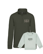 Pack bebé y adulto (zip) sudaderas personalizadas Dad y Mini (hasta 36 meses)