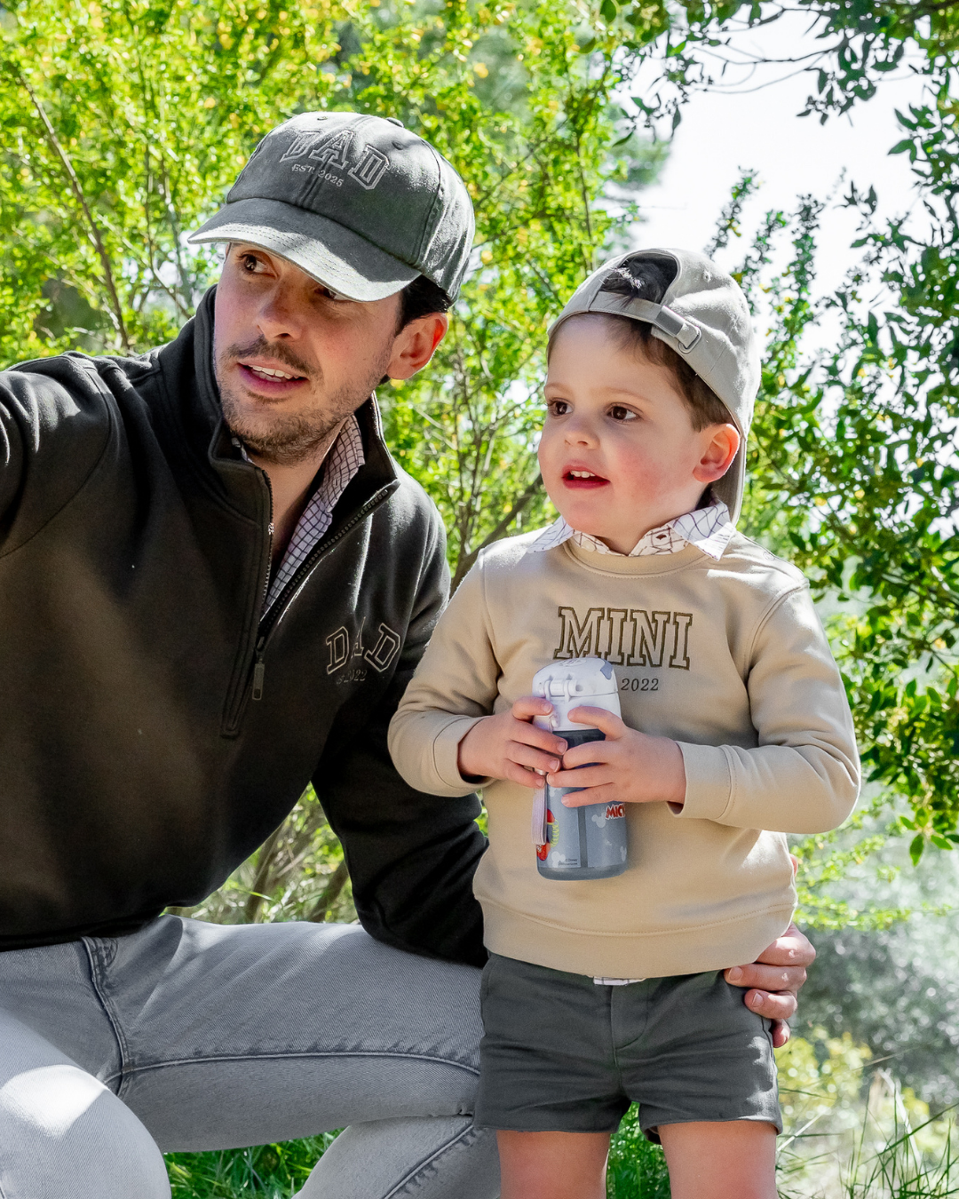 Pack bebé y adulto (zip) sudaderas personalizadas Dad y Mini (hasta 36 meses)