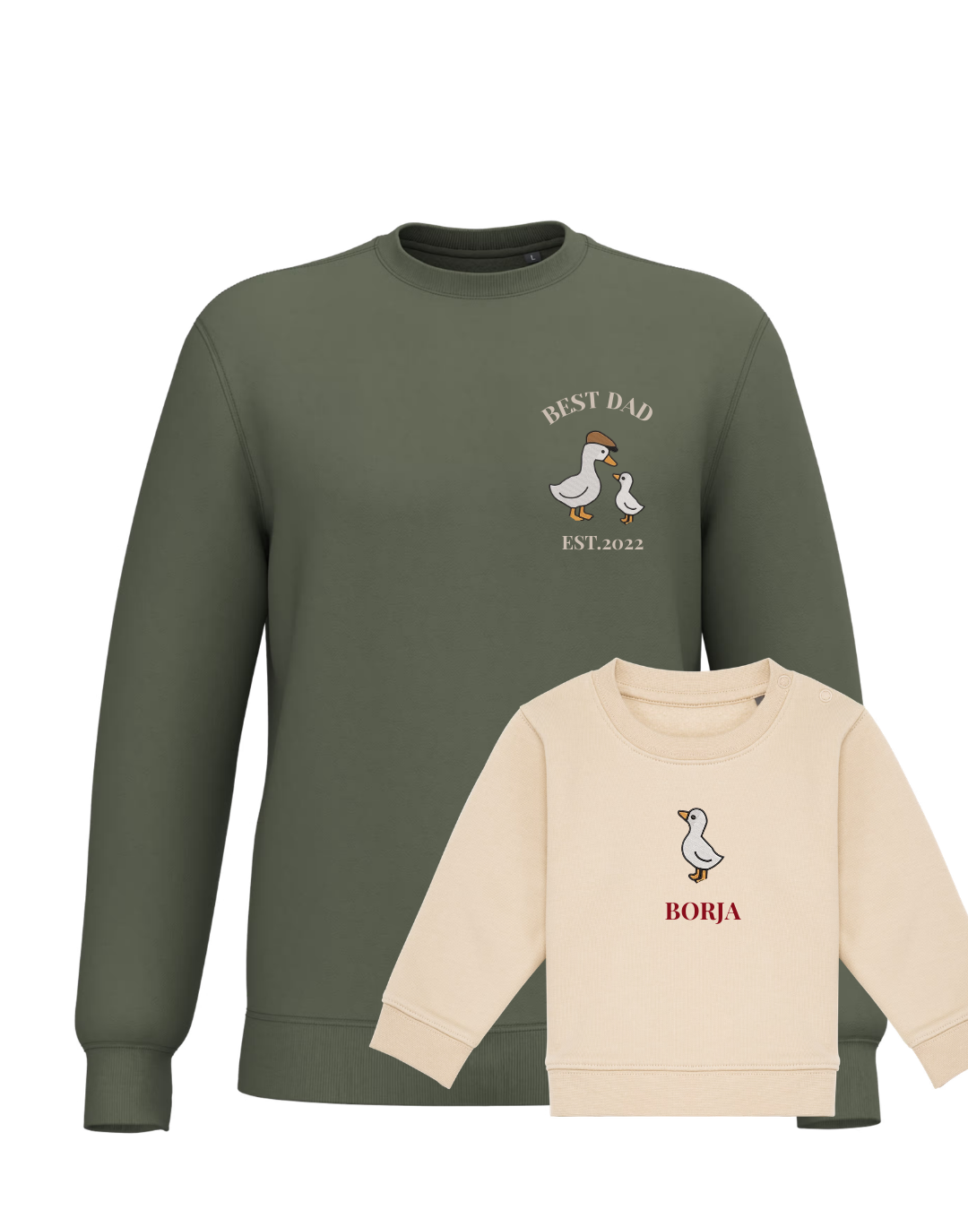 Pack bebé y adulto sudaderas personalizadas gansos (hasta 36 meses)