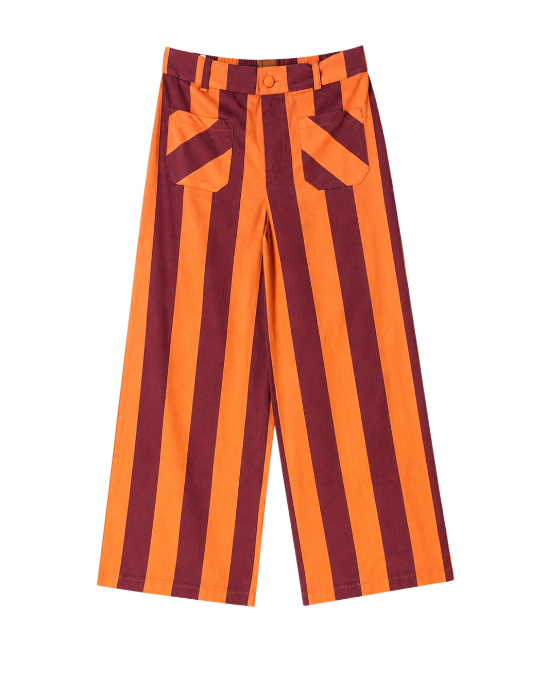 Pantalón rayas naranja y granate