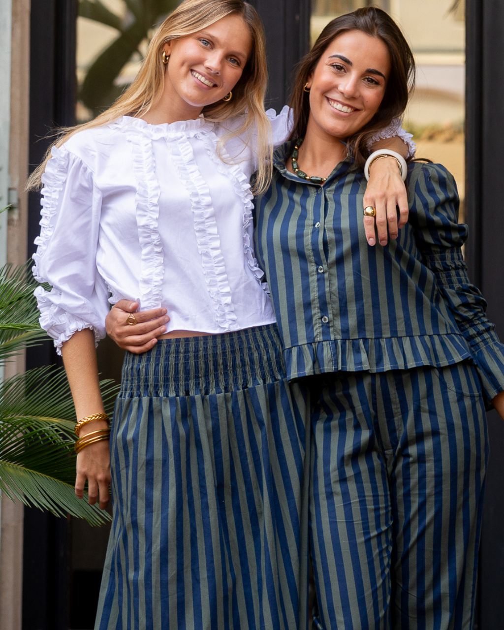 Toscana Trousers – Green and Blue Striped