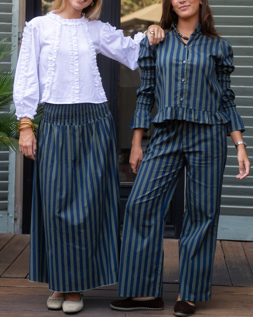 Toscana Trousers – Green and Blue Striped