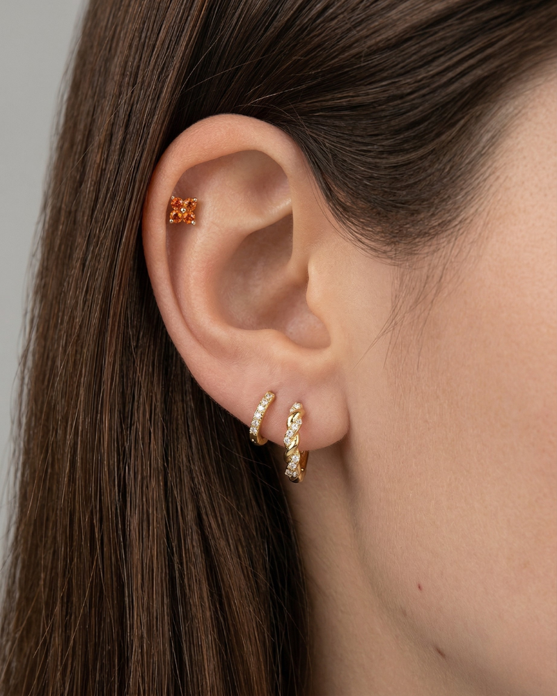 combinación pendientes aros circonita blanca modelo