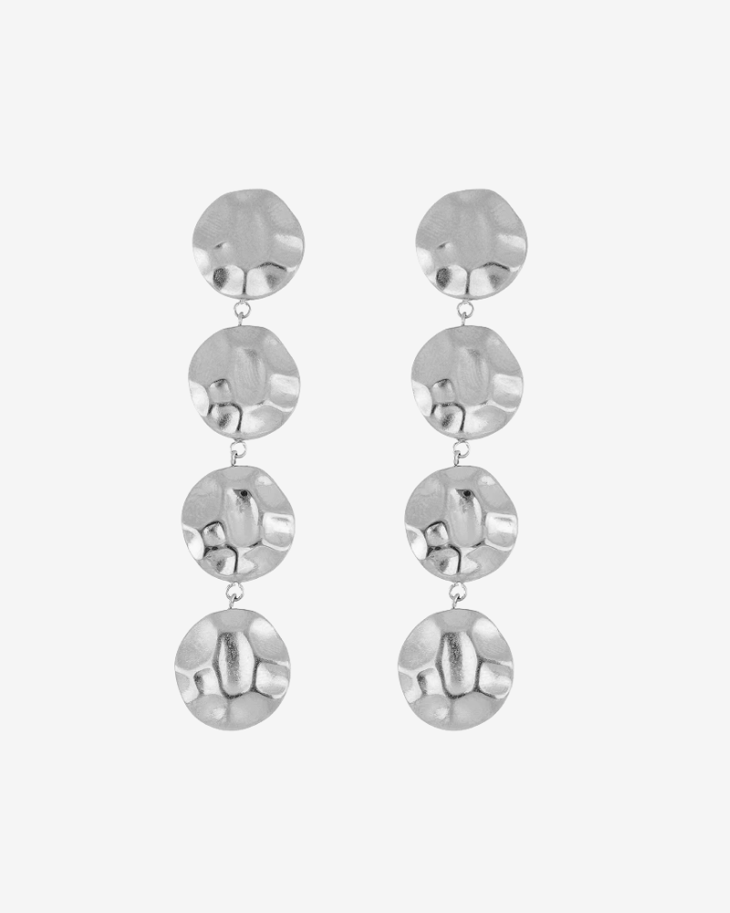 Pendientes 4 círculos martelé acero Silver