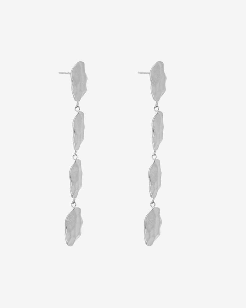 Pendientes 4 círculos martelé acero Silver