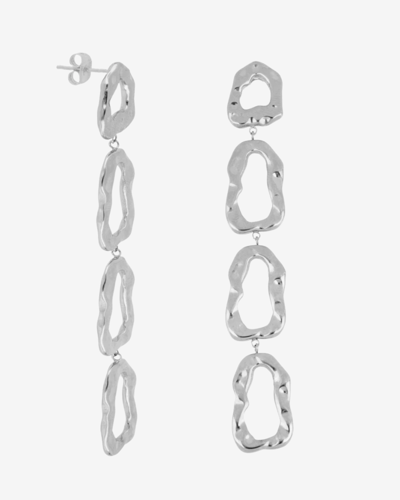 Pendientes cuatro lágrimas texturizadas Silver