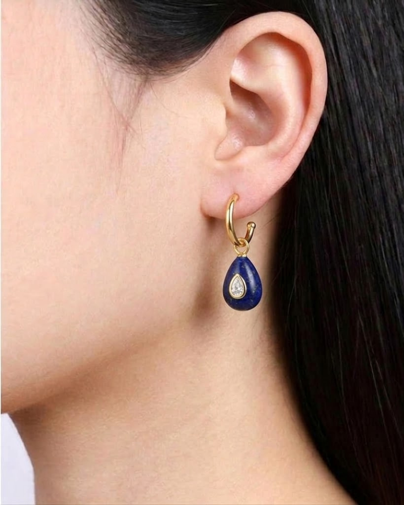 Pendientes gota azul marino