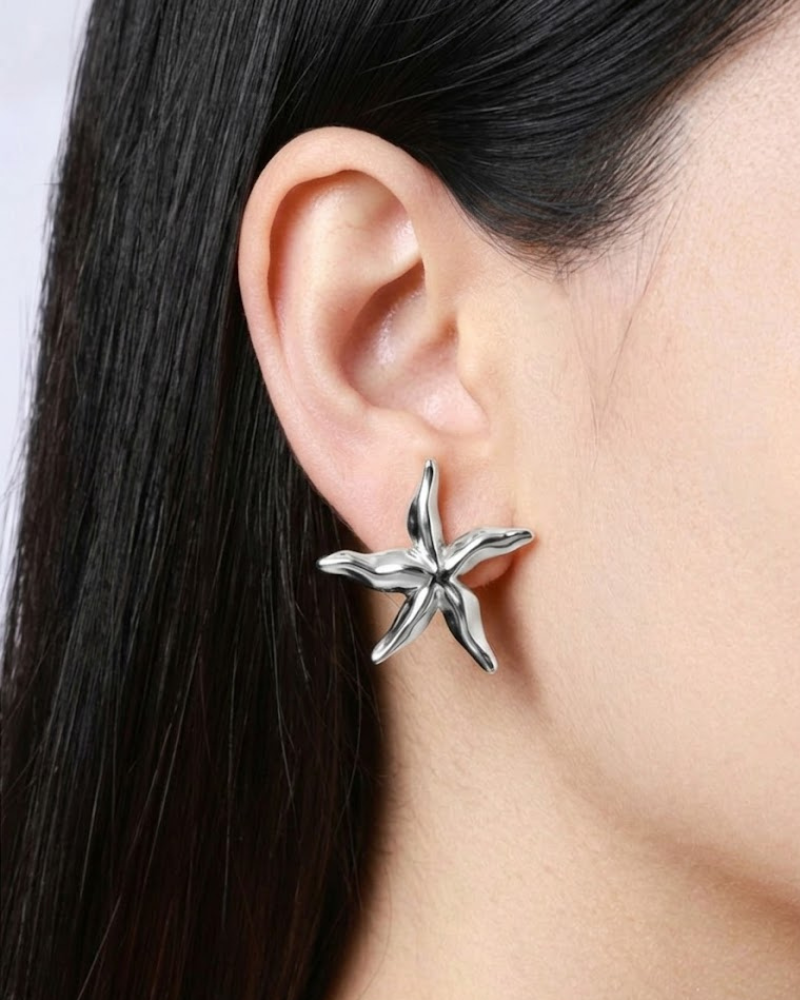 Pendientes starfish silver