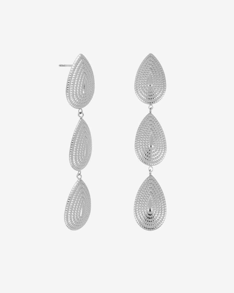 Pendientes 3 lágrimas texturizadas Silver