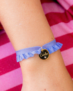 Pulsera semirizo lavanda personalizada plaquita circonita
