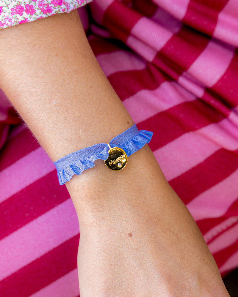Pulsera semirizo lavanda Mamá plaquita circonita