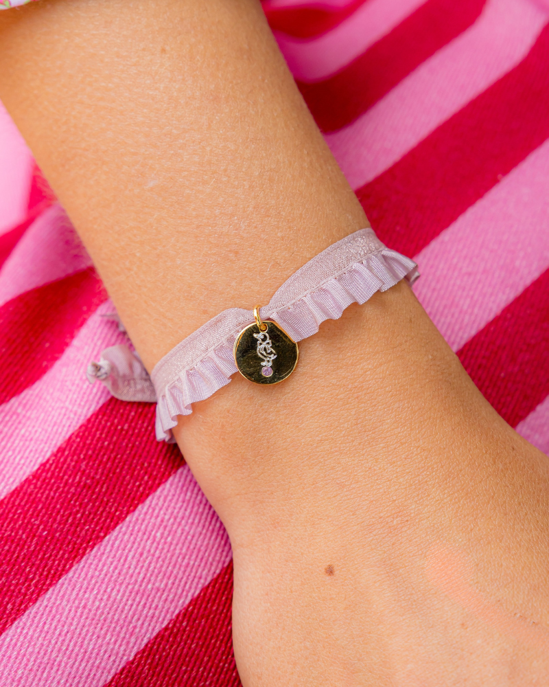 Pulsera semirizo rosa patito grabada