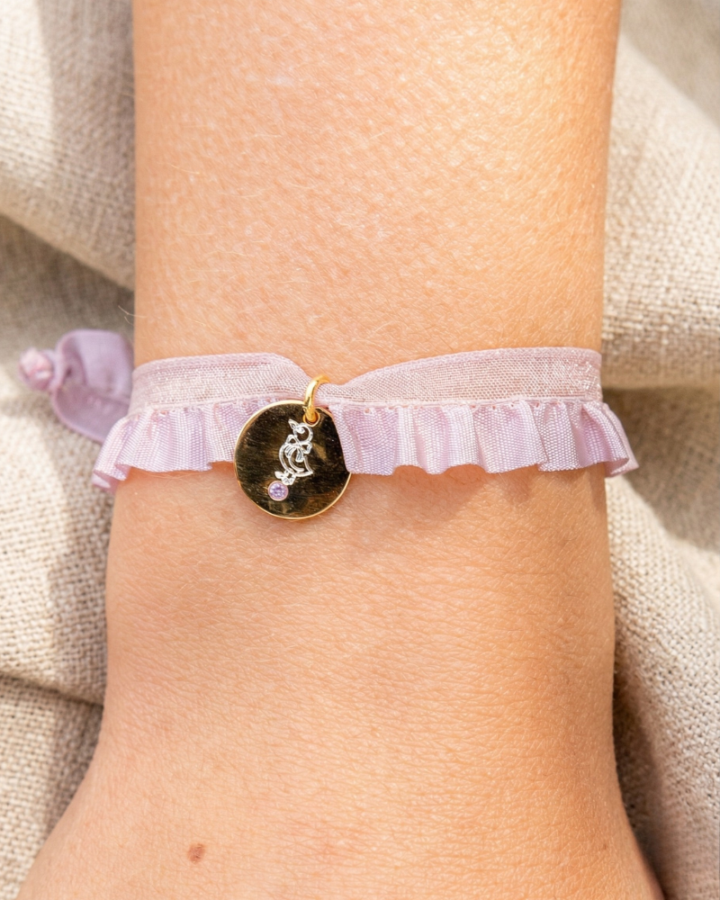 Pulsera semirizo rosa patito grabada