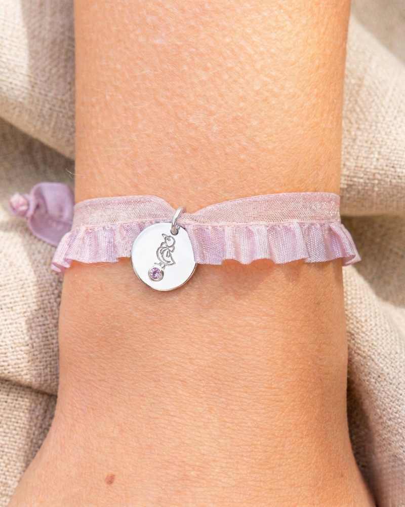 Pulsera semirizo rosa patito grabada