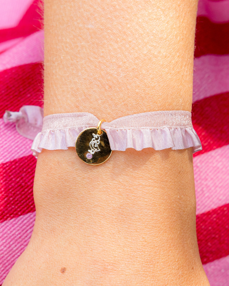 Pulsera semirizo rosa patito grabada