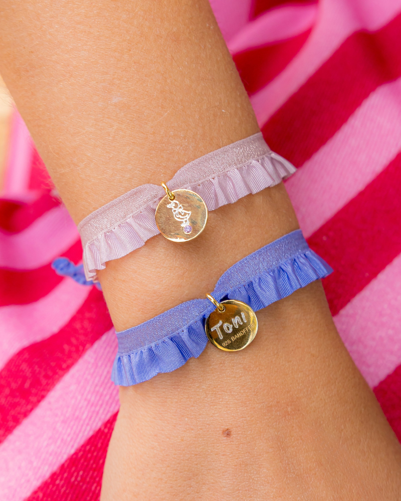 Pulsera semirizo rosa patito grabada